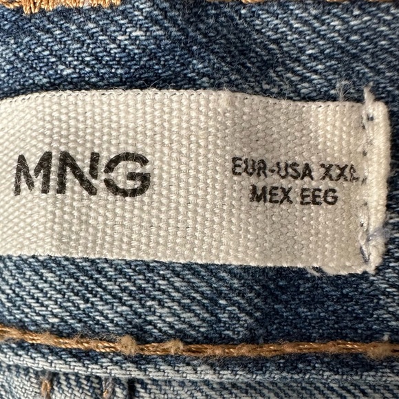 MNG Mango Denim Maxi Skirt Front Slit Raw Hem Blue Size XXL - Picture 6 of 8